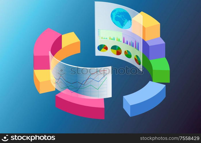 The various visualisation at trading environment - 3d rendering. Various visualisation at trading environment - 3d rendering