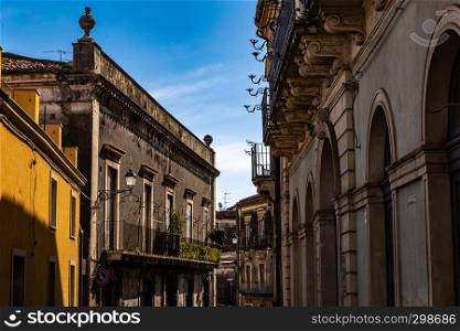 The very old sicilian houses and street