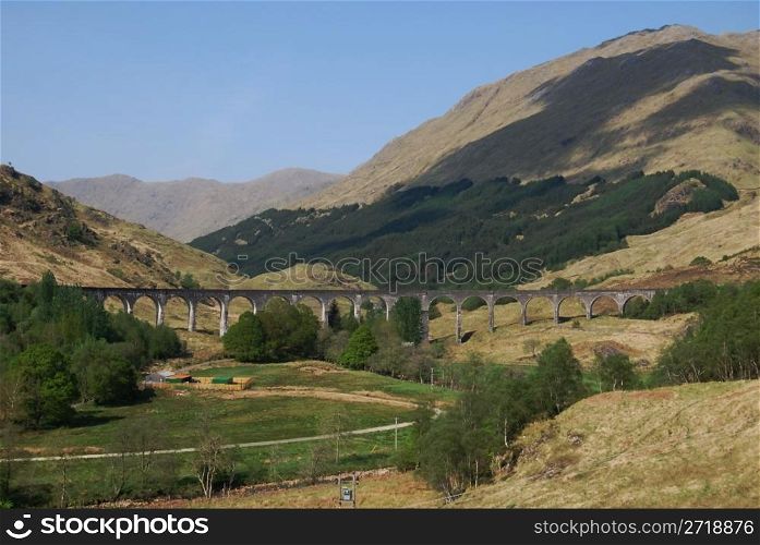 the viaduct in Glenfinnan on the road to the isles