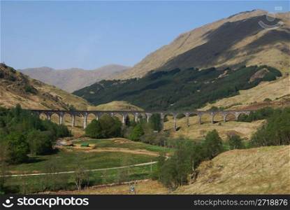 the viaduct in Glenfinnan on the road to the isles