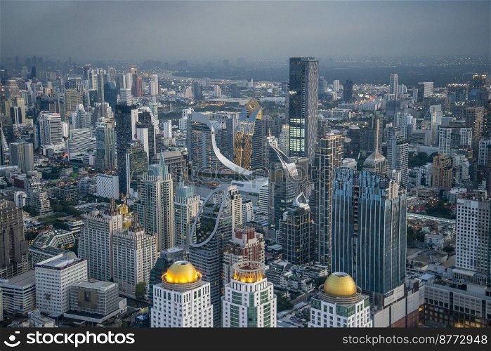The view and Skyline of the city of Bangkok from the viewpoint of the Baiyoke Sky Hotel Tower in Bangkok in Thailand.    Thailand, Bangkok, December, 2022. THAILAND BANGKOK CITY SKYLINE