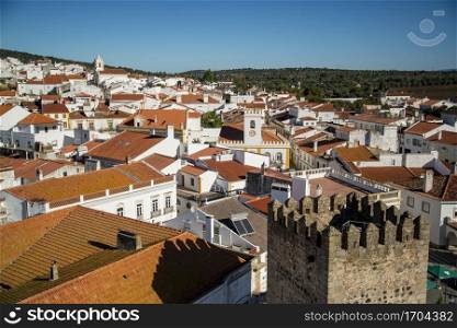 the view from the Castelo of the Village of Alter do Chao in Alentejo in Portugal. Portugal, Alter do Chao, October, 2021