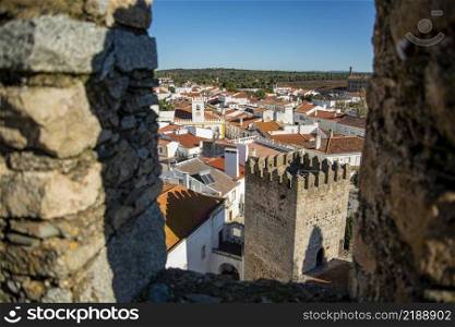 the view from the Castelo of the Village of Alter do Chao in Alentejo in  Portugal.  Portugal, Alter do Chao, October, 2021