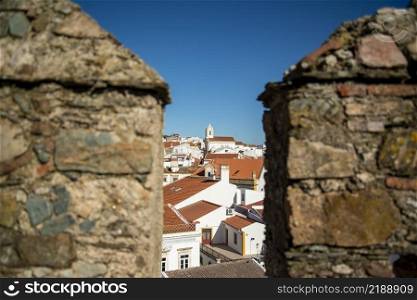 the view from the Castelo of the Village of Alter do Chao in Alentejo in  Portugal.  Portugal, Alter do Chao, October, 2021