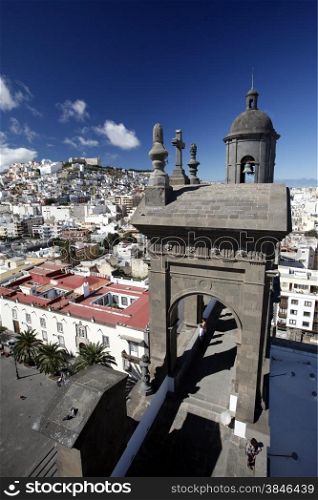 the view from the cathedral in the city Las Palmas on the Canary Island of Spain in the Atlantic ocean.. EUROPE CANARY ISLAND GRAN CANARY LAS PALMAS