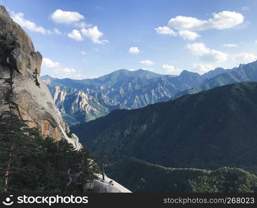 The view from the mountain peak of Seoraksan National Park. South Korea