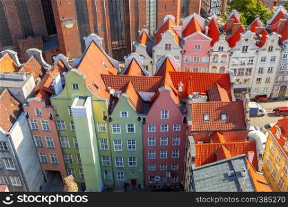The view from the observation deck of St Mary's Cathedral in the historic center of Gdansk.. Gdansk. Gdansk. Aerial view of the city.