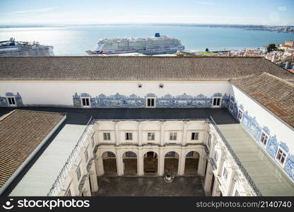 the view from the roof of the Igreja Sao Vicente de Fora in Alfama in the City of Lisbon in Portugal. Portugal, Lisbon, October, 2021