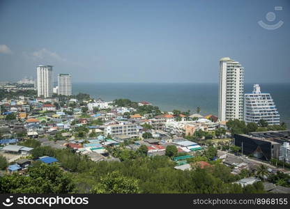 the view from the Wat Khao Krailart near the City of Hua Hin in the Province of Prachuap Khiri Khan in Thailand,  Thailand, Hua Hin, December, 2022. THAILAND PRACHUAP HUA HIN WAT KHAO KRAILART