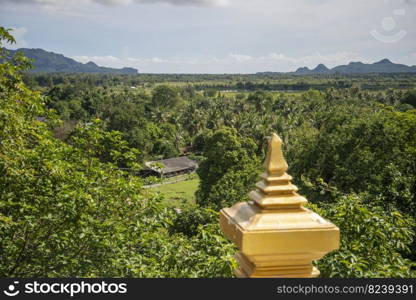 the view from the Wat Tham Khao Noi at the Village of Kui Buri at the Hat Sam Roi Yot in the Province of Prachuap Khiri Khan in Thailand,  Thailand, Hua Hin, November, 2022. THAILAND PRACHUAP SAM ROI YOT WAT THAM KHAO NOI