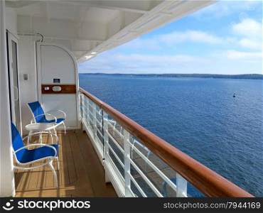 The view of McNabs Island, Halifax, Nova Scotia, Canada from a cruise ship balcony