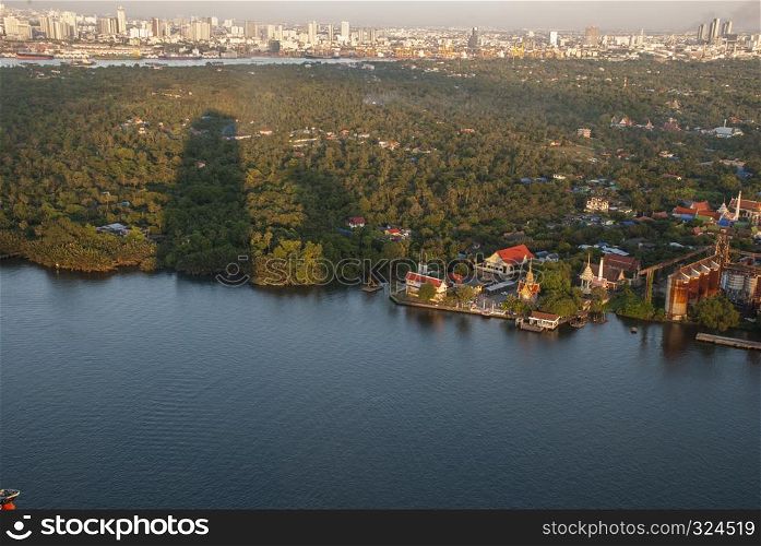 The view of the Chao Phraya River that sees the green area next to the river, which is called Bang Krachao.