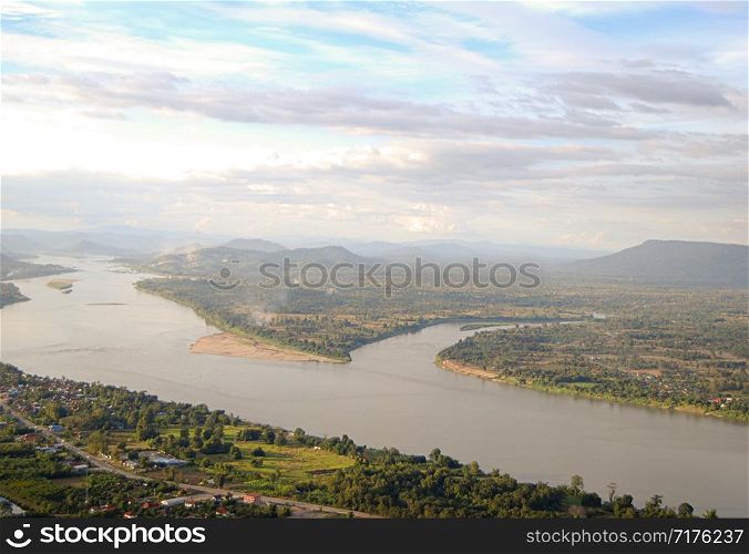 The view of the Mekong River that separates the border between Thailand and Laos