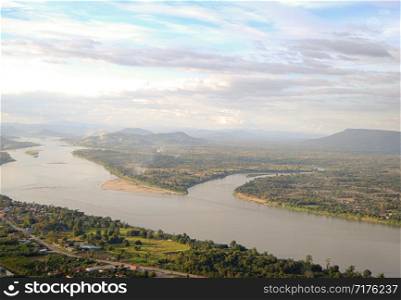 The view of the Mekong River that separates the border between Thailand and Laos