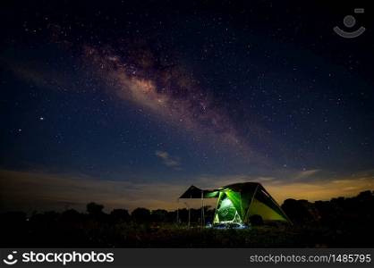 The view of the Milky Way and the stars in the sky. At night