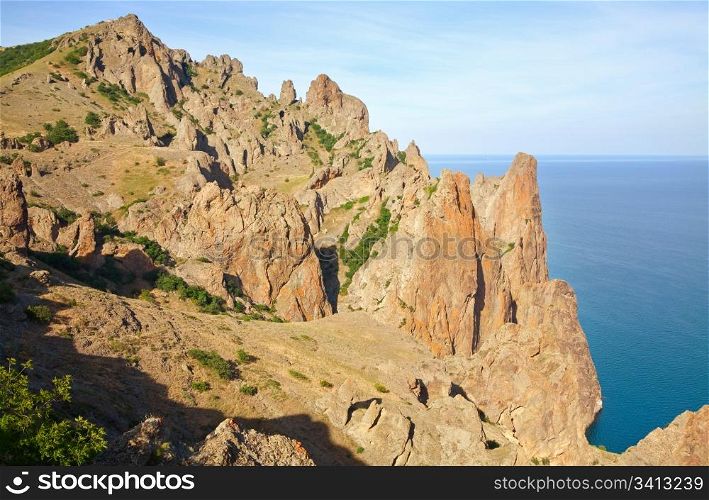 The view on Karadag (reserve on place of ancient extinct volcano - Crimea, Ukraine)