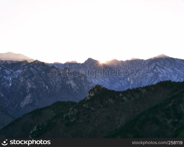 The view to beautiful mountains from the high peak. Seoraksan National Park. South Korea