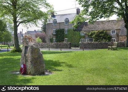 The village green at Kingham, Oxfordshire, England.