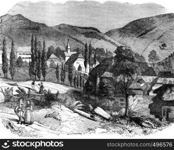 The village of Ban de la Roche, vintage engraved illustration. Magasin Pittoresque 1841.