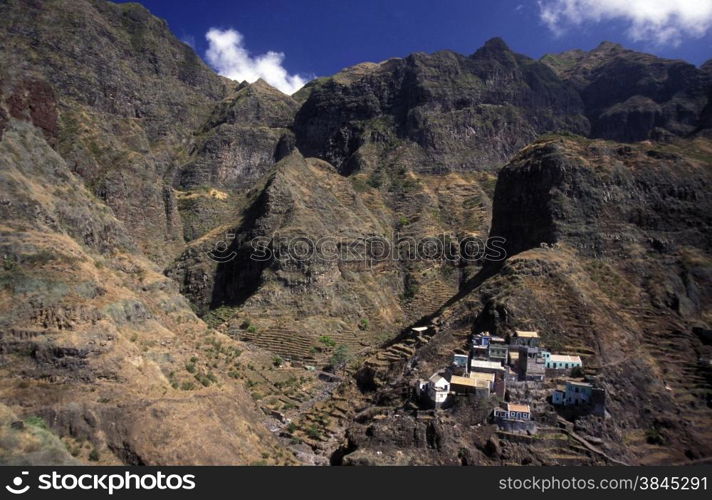 the Village of Fontainas near Ribeira Grande on the Island of Santo Antao in Cape Berde in the Atlantic Ocean in Africa.. AFRICA CAPE VERDE SANTO ANTAO