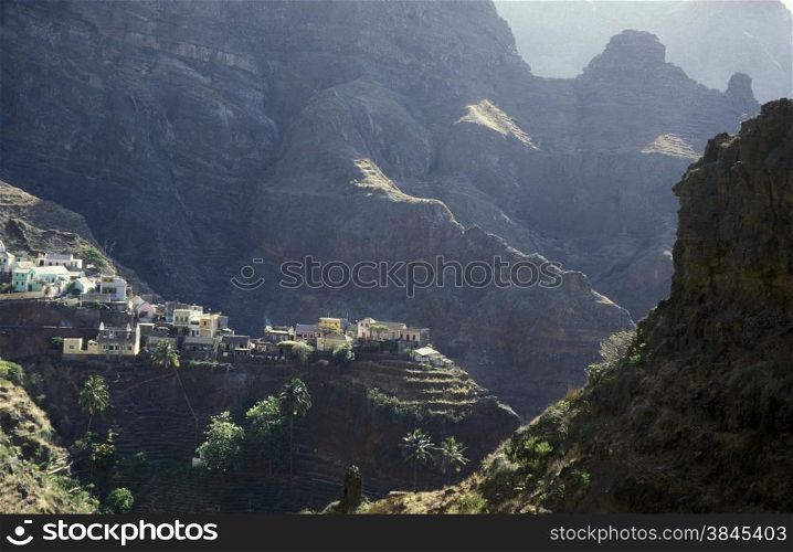 the Village of Fontainas near Ribeira Grande on the Island of Santo Antao in Cape Berde in the Atlantic Ocean in Africa.. AFRICA CAPE VERDE SANTO ANTAO