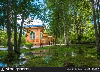 The village of Marcial waters, Karelia, Russia - August 8, 2017: the Pavilion above the spring Marcial waters on 8 August 2017 in the village of Marcial waters, Karelia, Russia.