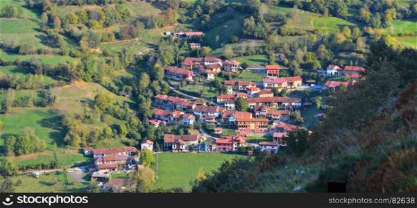 The village of Orle in the province of Asturias, Spain in the Natural Park of Redes
