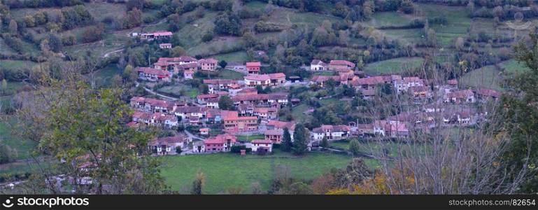 The village of Orle in the province of Asturias, Spain in the Natural Park of Redes