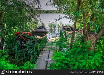 The village of Vilkovo in Odessa region, Ukraine. The beginning of the river walk to the Danube Delta. Village Vilkovo in Odessa region, Ukraine