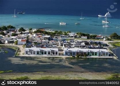 the village on the Gran Roque Island at the Los Roques Islands in the caribbean sea of Venezuela.. SOUTH AMERICA VENEZUELA LOS ROQUES ISLAND