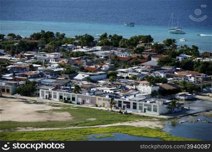 the village on the Gran Roque Island at the Los Roques Islands in the caribbean sea of Venezuela.. SOUTH AMERICA VENEZUELA LOS ROQUES ISLAND