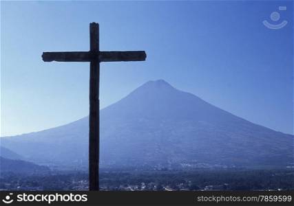 the Volcano Acatenango near the town of Antigua in Guatemala in central America. . LATIN AMERICA GUATEMALA LAKE ATITLAN