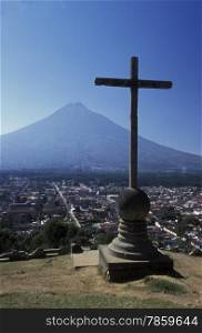 the Volcano Acatenango near the town of Antigua in Guatemala in central America. . LATIN AMERICA GUATEMALA LAKE ATITLAN