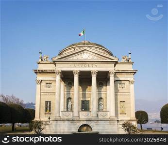 The Volta Temple, the neoclassical monument dedicated to Alessandro Volta, the inventor of the electric battery, near the Como lake in Italy