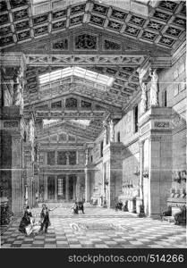 The Walhalla, Inside view, vintage engraved illustration. Magasin Pittoresque 1844.