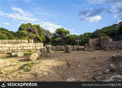 The walls at the sanctuary of Hera Akraia - Limenia. Perachora Corinthia Greece.. The walls at the sanctuary of Hera Akraia - Limenia. Perachora Corinthia, Greece