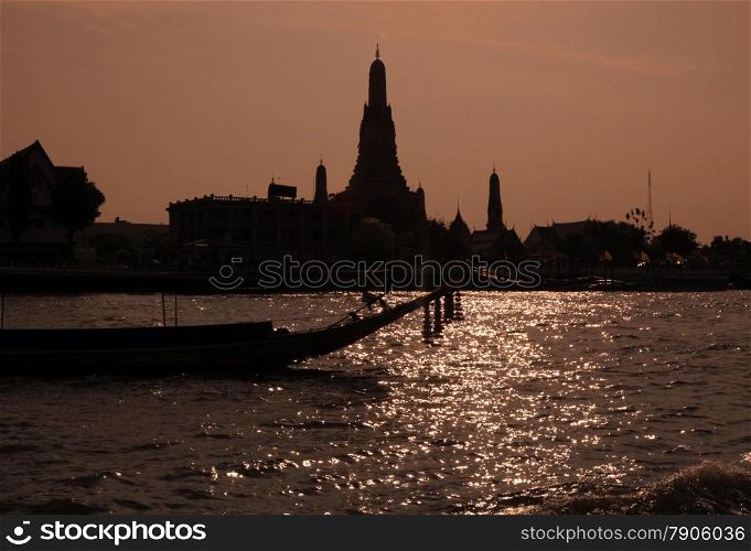 the wat arun at the Chao Phraya River in Banglamphu in the city of Bangkok in Thailand in Southeastasia.. ASIA THAILAND BANGKOK WAT PHRA KAEW