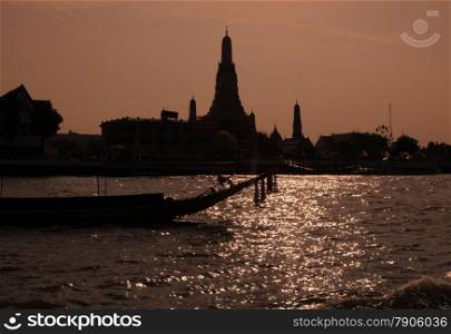 the wat arun at the Chao Phraya River in Banglamphu in the city of Bangkok in Thailand in Southeastasia.. ASIA THAILAND BANGKOK WAT PHRA KAEW
