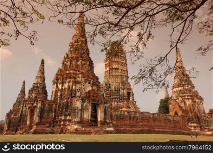 the Wat chai wattanaram in the city of Ayutthaya north of bangkok in Thailand in southeastasia.. ASIA THAILAND AYUTHAYA WAT CHAI WATTANARAM