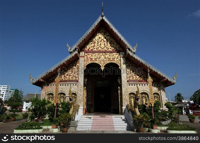 the Wat Jet Yot in the old town of the city of Chiang Rai in the north provinz of chiang Rai in the north of Thailand in Southeastasia.. ASIA THAILAND CHIANG RAI