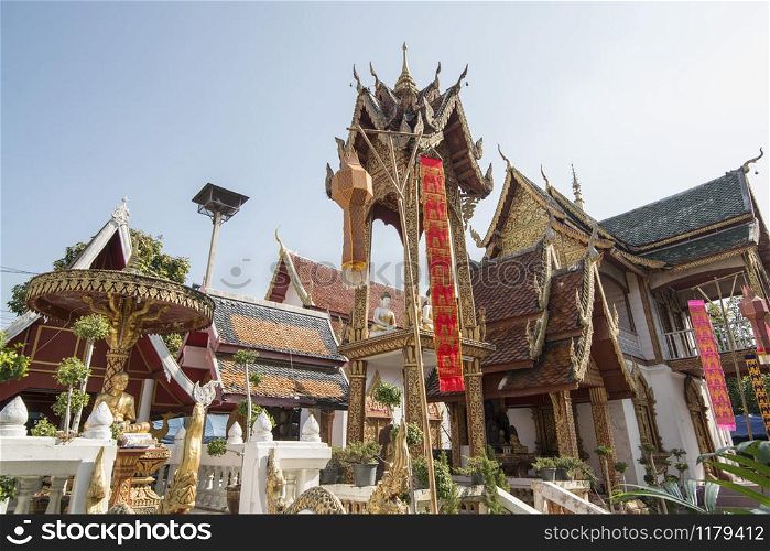 The Wat Mahawan in the city of Lamphun in the province Lamphun in north Thailand. Thailand, Lamphun, November, 2019. THAILAND LAMPHUN WAT MAHAWAN