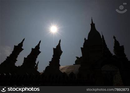 the Wat That Luang in the city of Vientiane in Lao in Souteastasia.. ASIA LAO VIENTIANE