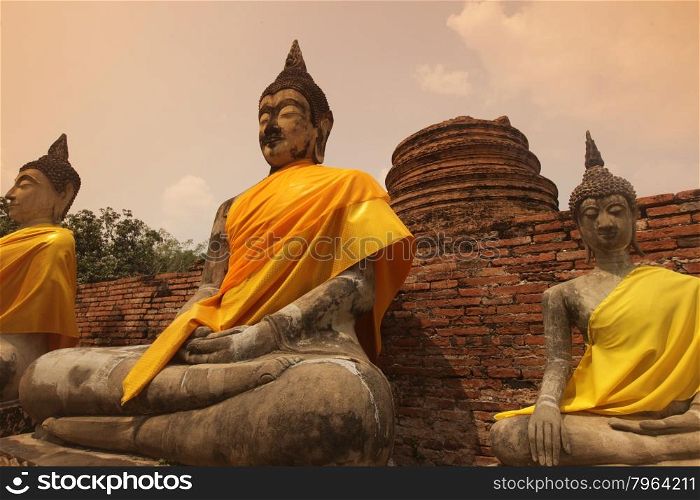 the Wat yai chai mongkhon in the city of Ayutthaya north of bangkok in Thailand in southeastasia.. ASIA THAILAND AYUTHAYA WAT YAI CHAI MONGKHON