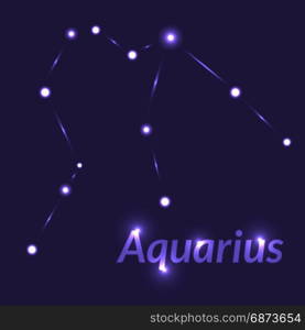 The Water-Bearer aquarius sing. Star constellation element. Age of aquarius constellation zodiac symbol on dark blue background.