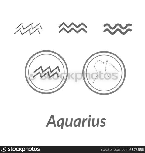 The Water-Bearer aquarius sing. Star constellation element. Age of aquarius constellation zodiac symbol on light background.. The Water-Bearer aquarius sings set. Star constellation element. Age of aquarius constellation zodiac symbol on light white background.