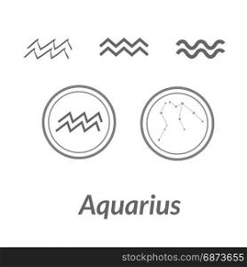 The Water-Bearer aquarius sing. Star constellation element. Age of aquarius constellation zodiac symbol on light background.. The Water-Bearer aquarius sings set. Star constellation element. Age of aquarius constellation zodiac symbol on light white background.