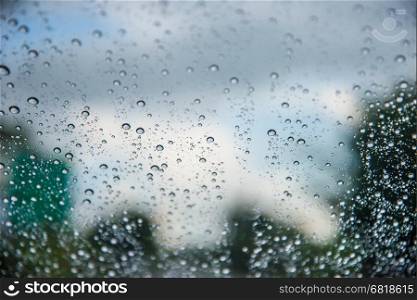 The water drops on glass for background.