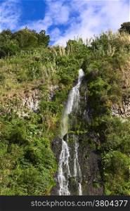 The waterfall called El Cabello Del Virgen (The Virgin&rsquo;s Hair) in the small town of Banos in Ecuador