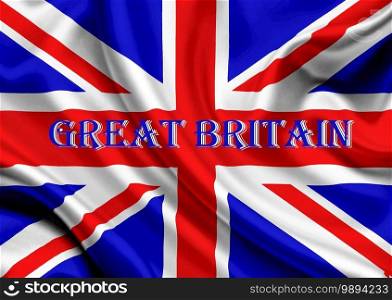 The Waving national flag of Great Britain. Close up. Waving national flag of Great Britain. Close up