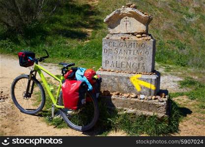 The way of saint James biking stone sign Palencia Spain